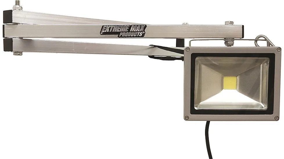 Extreme Max 5001.6065 Adjustable Aluminum Swing Arm LED Industrial Work Light For Warehouse Race Trailer Shop Garage Workbench