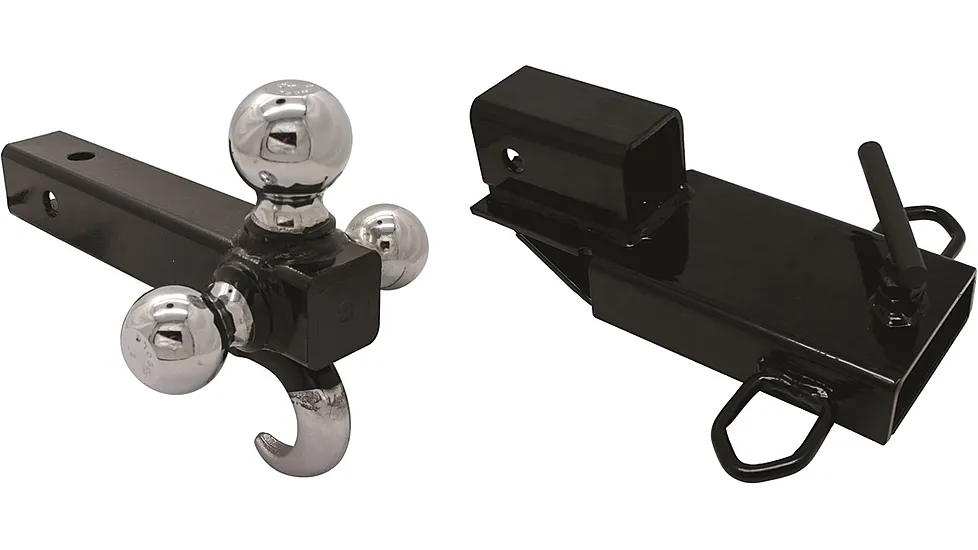 Extreme Max Clamp On Forklift Hitch 2" Receiver With Tri Ball Hitch And Tow Hook