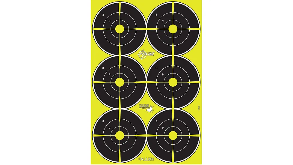 EZ-Aim Non-Adhesive Paper Splash Shooting Targets, 6 Spot Bullseyes