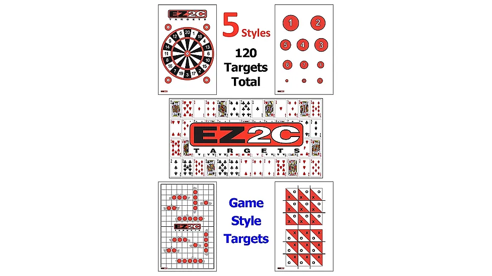 EZ2C Targets 120 5 Game Style Targets, Red and Black Ink, 11x17in