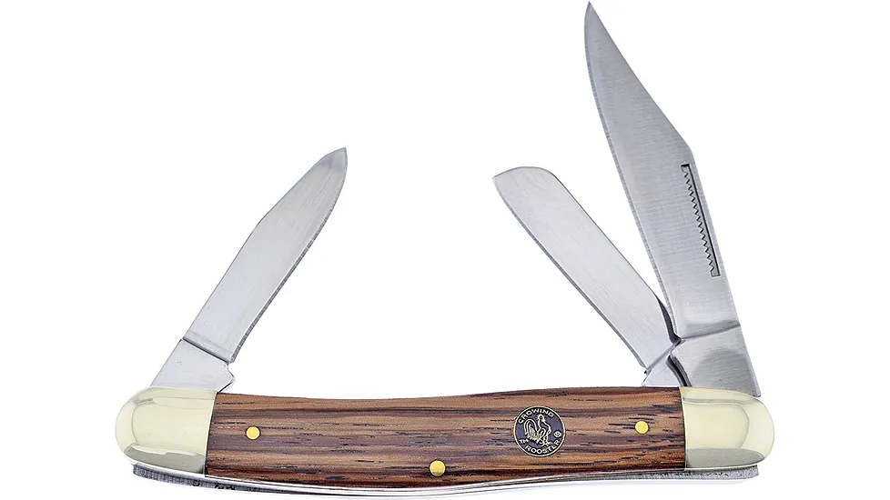 Frost Large Stockman Zebrawood Crowing Rooster Folding Knife