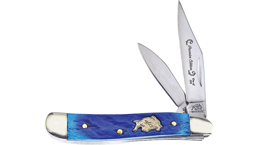 Frost Peanut Blue Jig Bone Folding Knife