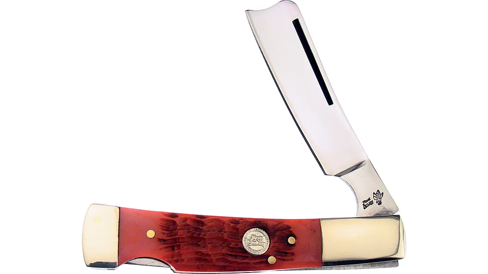 Frost Red Jigged Bone Lockback Razor