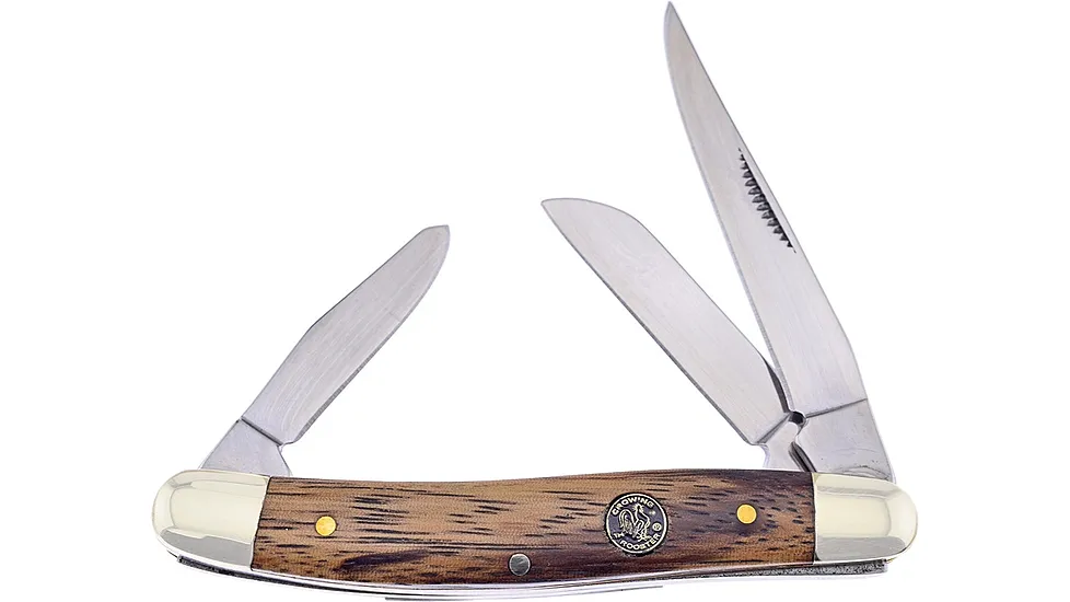 Frost 3.5in Stockman Zebra Wood Crowing Rooster Folding Knife