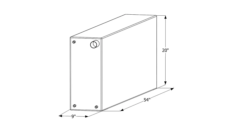 Icon Fresh Water Tank With 1/2in.Ftp And 1-1/4" Filler Wt2450, 54in x 9in x 20"