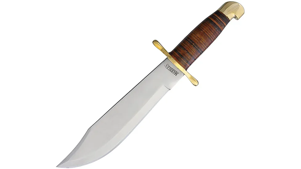 Marbles Bowie Stacked Leather Fixed Blade Knife