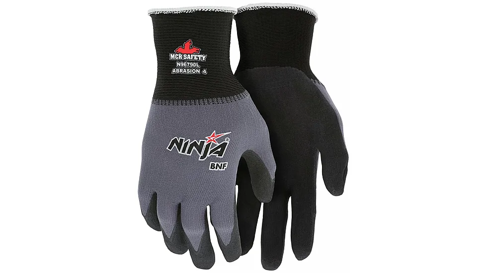 MCR Safety Ninja BNF Work Gloves, 15 Gauge Nylon/Spandex Shell, NFT Coated Palm and Fingertips
