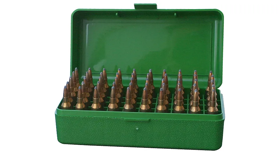 MTM Case-Gard 50 Flip Top Rifle Ammo Box For WSSM and .500 S&W Green RSLD-50-10