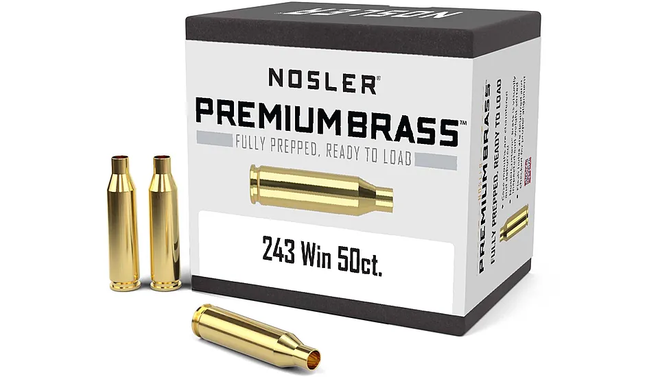 Nosler 10105 Centerfire Rifle 243 Winchester Brass 50 Per Box