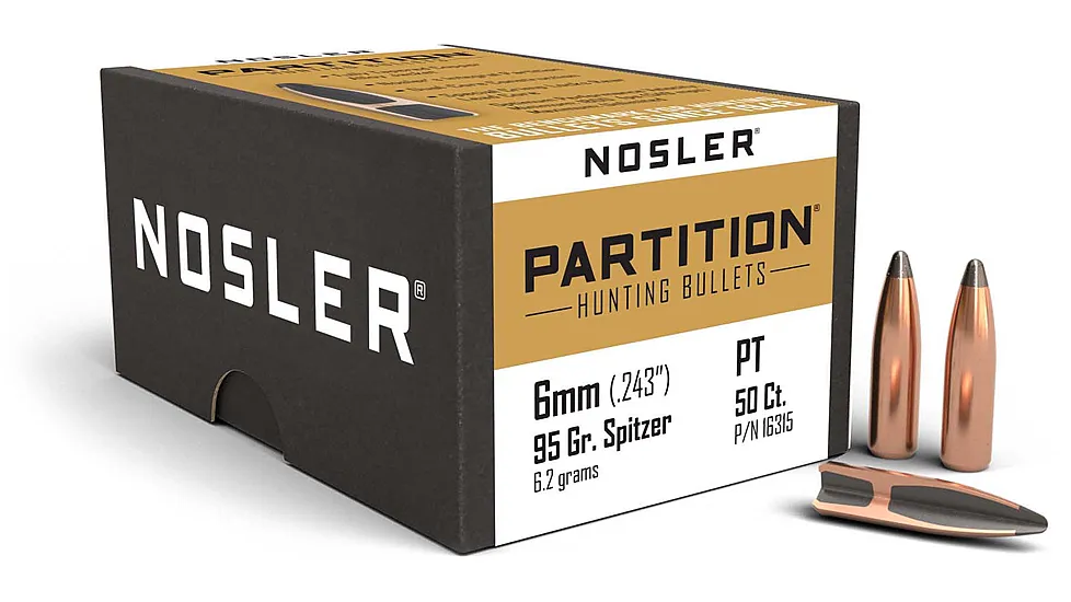 Nosler 16315 Partition 6mm .243 95 GR Partition 50 Box