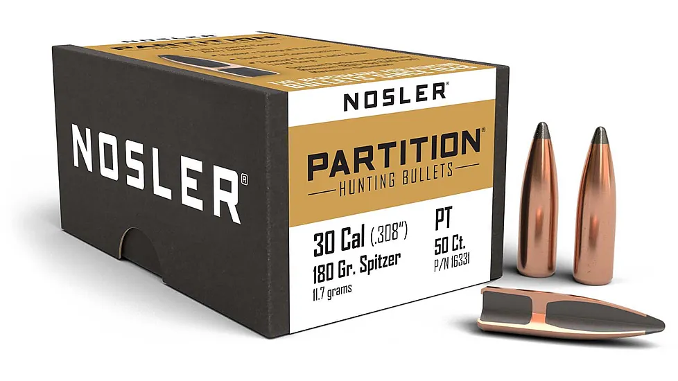 Nosler 16331 Partition 30 Caliber .308 180 GR Spitzer 50 Box