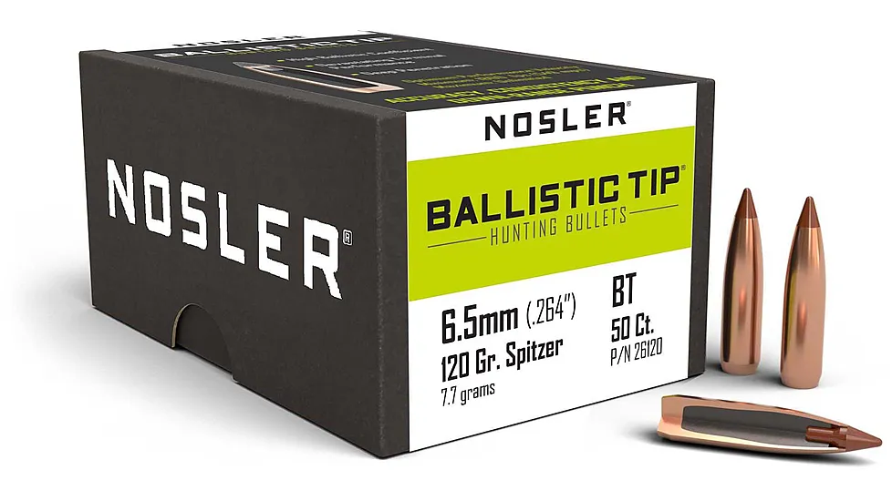 Nosler 26120 Ballistic Tip Hunting 6.5mm .264 120 GR Spitzer 50 Box