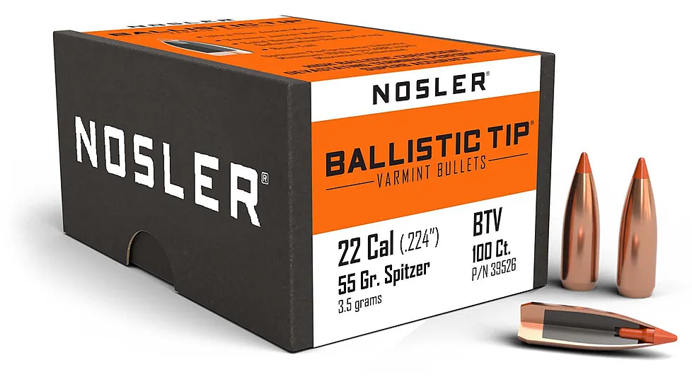 Nosler 39526 Ballistic Tip Varmint 22 Caliber .224 55 GR Spitzer Point 100 Box