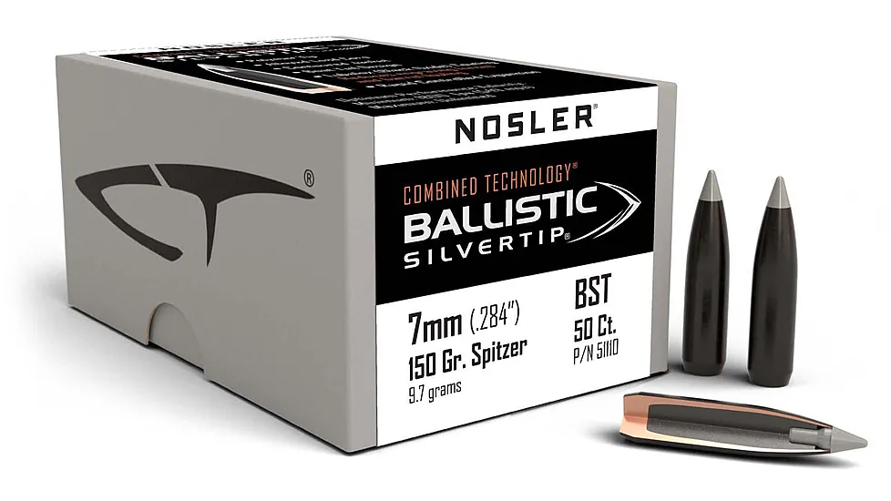 Nosler 51110 Ballistic Silvertip 7mm .284 150 GR Spitzer Point 50 Box
