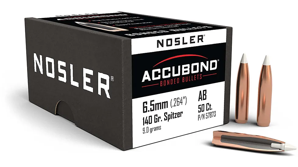 Nosler 57873 AccuBond 6.5mm .264 140 GR Spitzer Point 50 Box