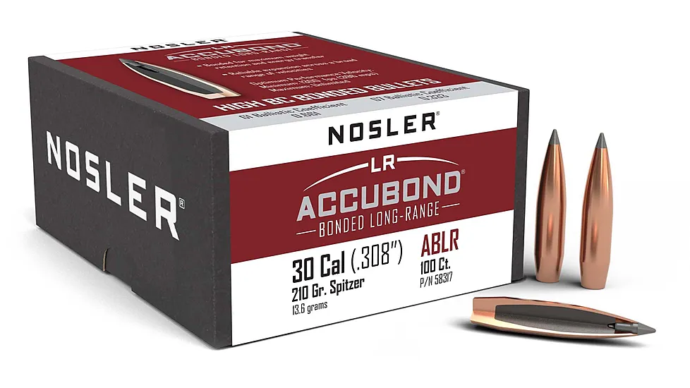 Nosler 58317 AccuBond Long Range 30 Caliber .308 210 GR Spitzer Point 100 Box