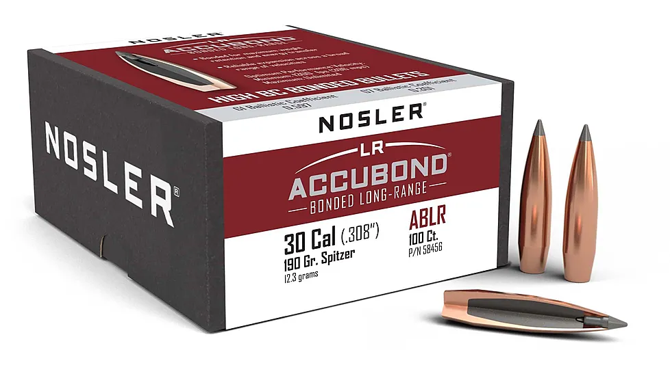 Nosler 58456 AccuBond Long Range 30 Caliber .308 190 GR Spitzer Point 100 Box