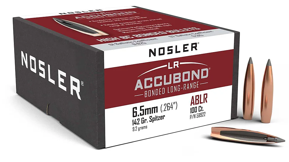 Nosler 58922 AccuBond Long Range 6.5mm .264 142 GR Spitzer Point 100 Box