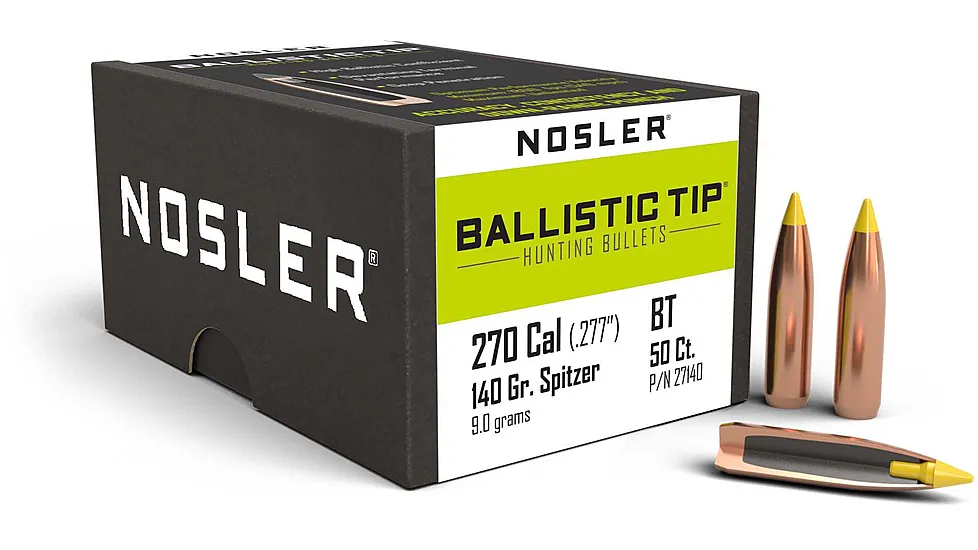 Nosler Ballistic Tip Hunting Rifle Bullet .270 Caliber 140gr