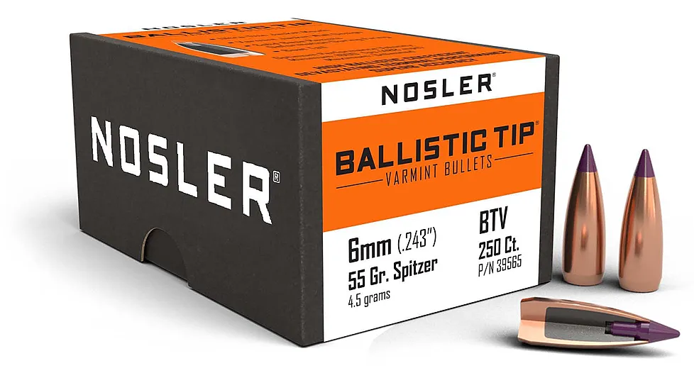 Nosler Ballistic Tip Varmint Rifle Bullet 6mm 55gr