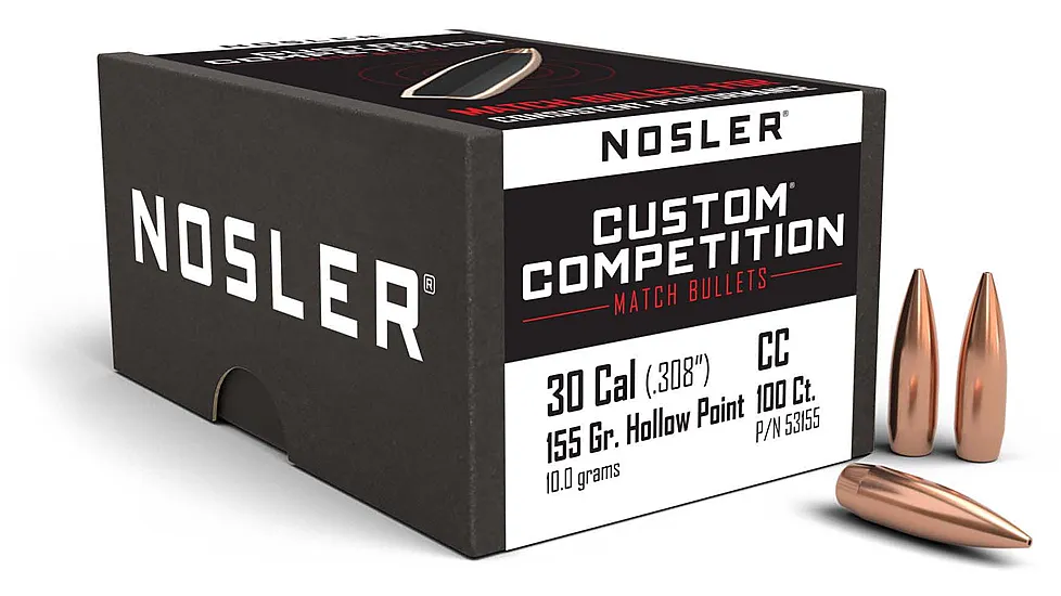 Nosler Custom Competition Rifle Bullet .30 Caliber 155gr HPBT