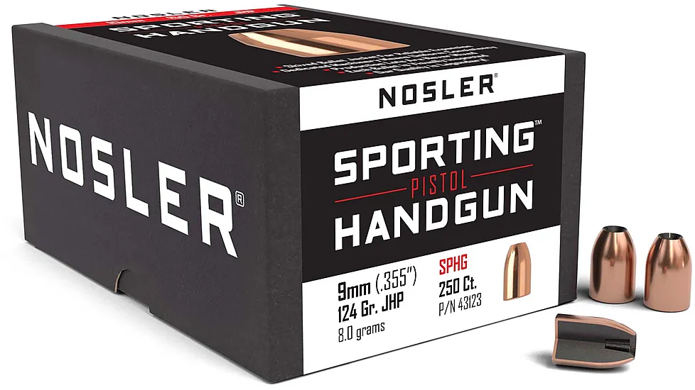 Nosler HandGun Pistol Bullet 9mm 124gr JHP