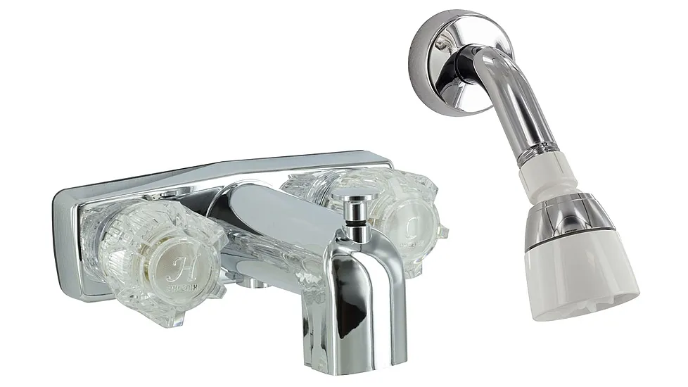 Phoenix Faucets Two-Handle 4" Tub/Shower Diverter Faucet With Shower Head Kit - Brass