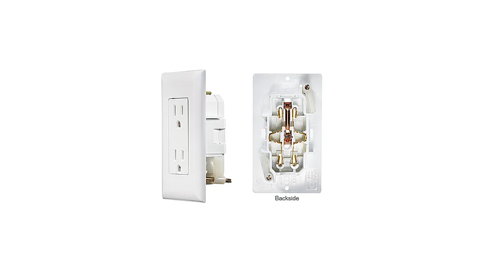 RV Designer Dual AC Self-Contained Outlet With Cover-Plate
