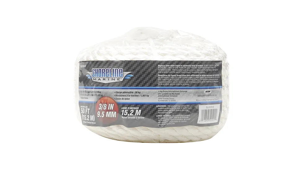 Shoreline Marine Anchor Line Twisted Nylon Rope - 3/8" x 50'