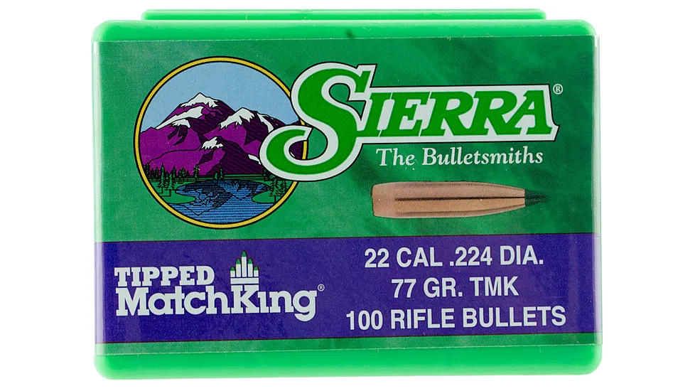 Sierra Bullets .22 Caliber 77 Grain Tipped MatchKing 100 Rifle Bullets