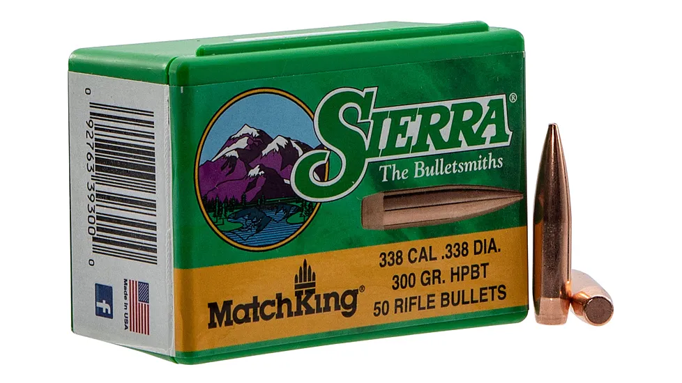 Sierra Bullets .338 Caliber 300 Grain Hollow Point Boat Tail MatchKing Rifle Bullets