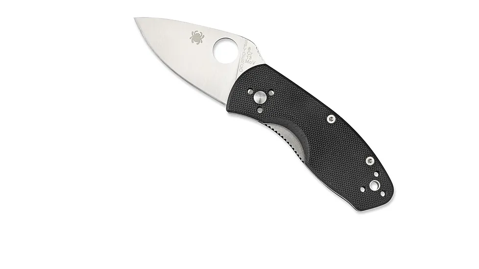 Spyderco Ambitious G-10 Fine Edge, Silver Blade, Black Handle Folding Knife - 5.8in OAL