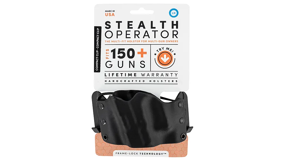 Stealth Operator H618 Compact Clip Holster Black Polymer OWB Left Hand