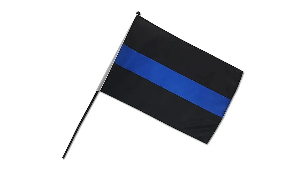 Thin Blue Line Stick Flag - American Flag, 12 X 18 Inches