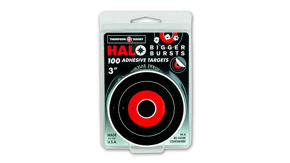 Thompson Target HALO Stick-Um-Up 3in Adhesive Reactive Targets In Re-Close Container - 100 Pack