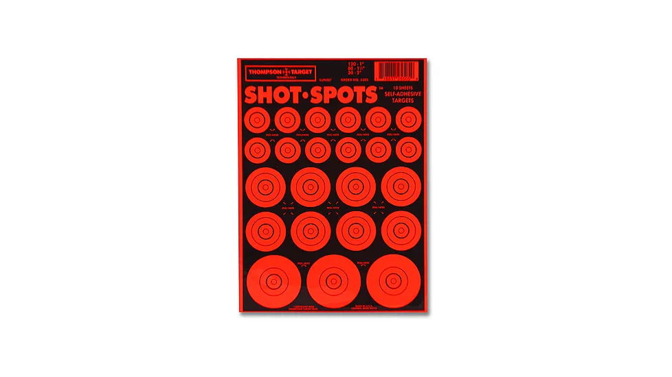 Thompson Target Shot Spots Orange 6.5x9in Adhesive Target Paster Bullseyes