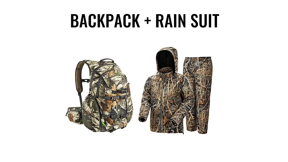 TideWe Waterproof Breathable Lightweight Rain Suit and Waterproof Camo Hunting Pack Bundle C4B7D123