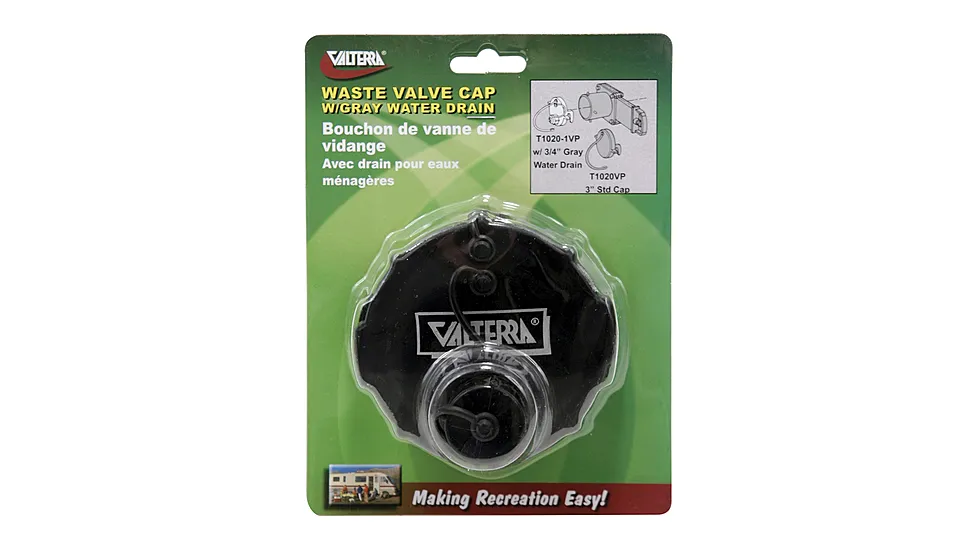 Valterra Waste Valve Cap - 3in With Capped 3/4in Ght Carded