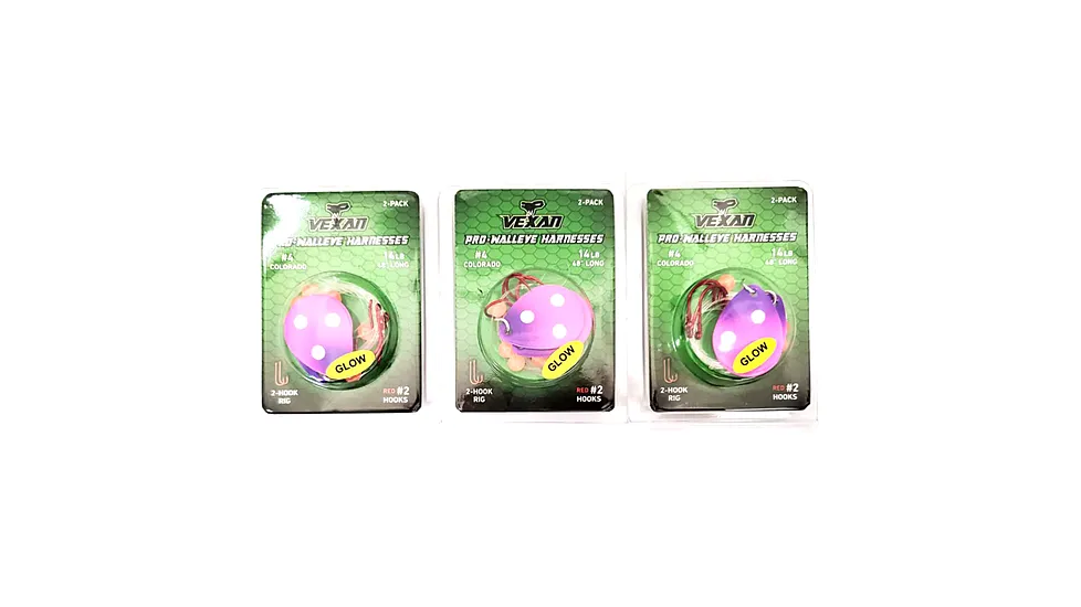 Vexan Slug Bug Three 2-Packs Glow Walleye Crawler Harness