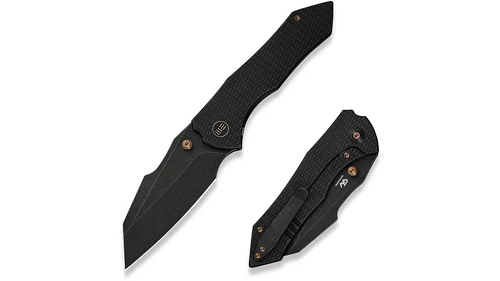 We Knife Co Ltd Weknife High-fin Xl Thumb Stud Knife Diamond Patterned Black Titanium Handle 3.48inch Black Stonewashed Cpm 20cv Blade We24010-1
