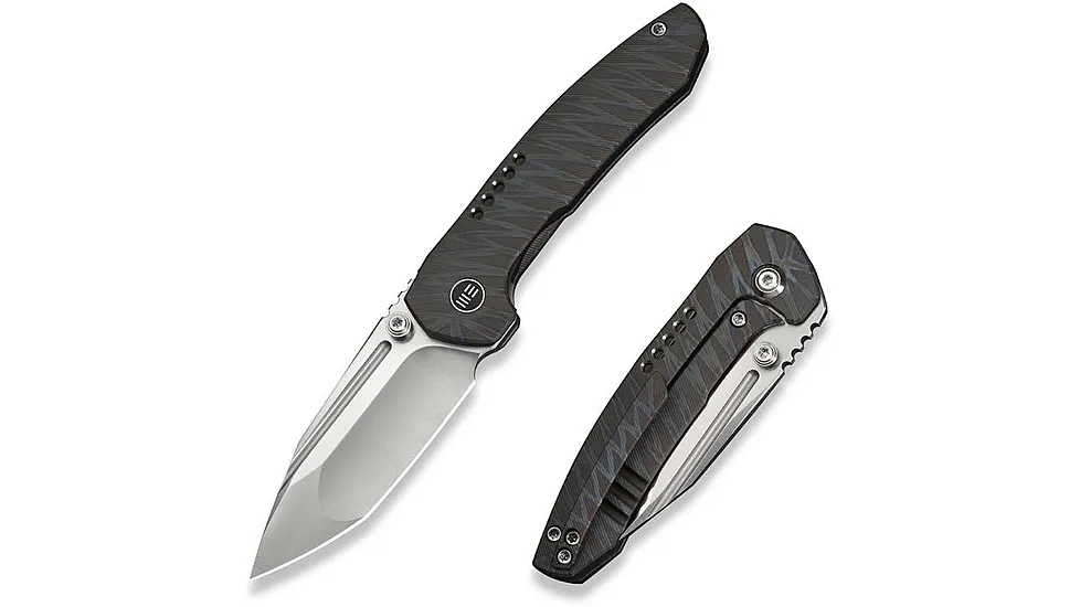 We Knife Co Ltd Weknife Micro Trogon Thumb Stud Knife Tiger Stripe Pattern Flamed Titanium Handle