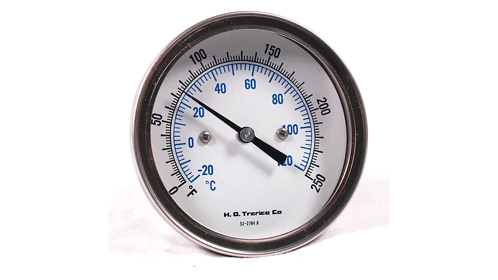 Weiss Instruments HWBM25 Hot Water Bimetal Dial Thermometer 2 1/2in.Dial 1/2in.Npt