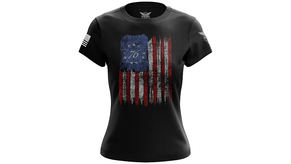 We the People Holsters Tattered '76 Flag Women's Short Sleeve Shirt C11ABEFA