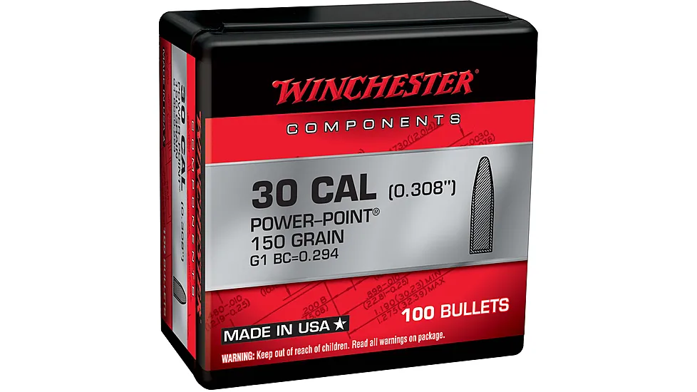 Winchester Rifle Bullets, 30 Cal, 150 Grain, Power-Point