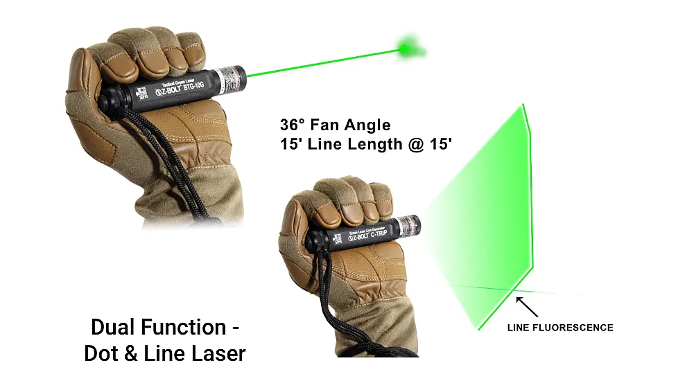 Z-Bolt Green Dot & Line Laser For Trip Wire Detection & Tactical Comms