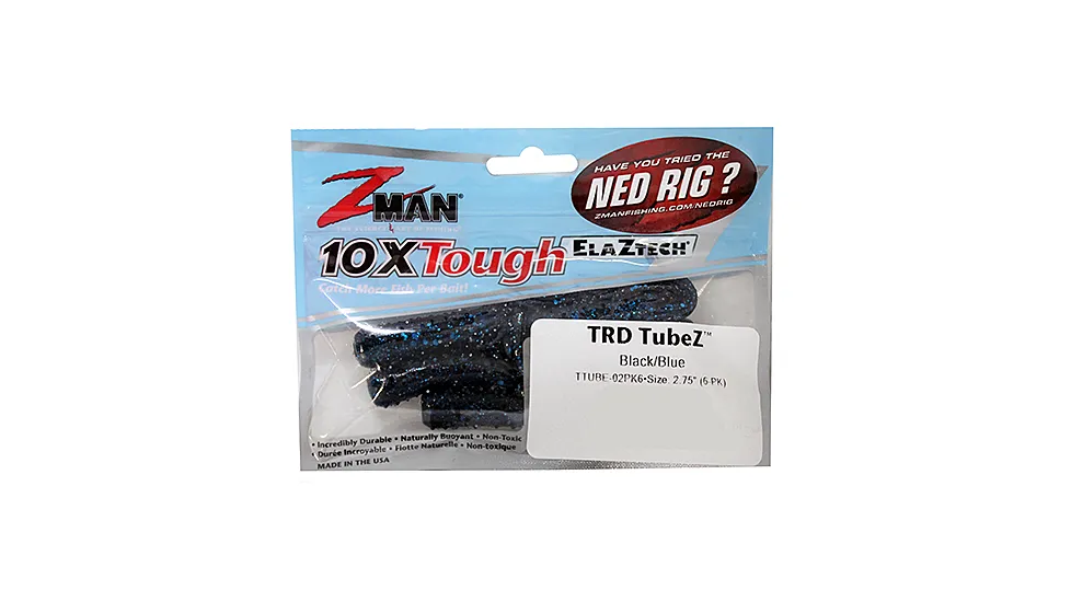Z-man TRD TUBEZ 2.75" BLK/BLUE6PK TTUBE-02PK6