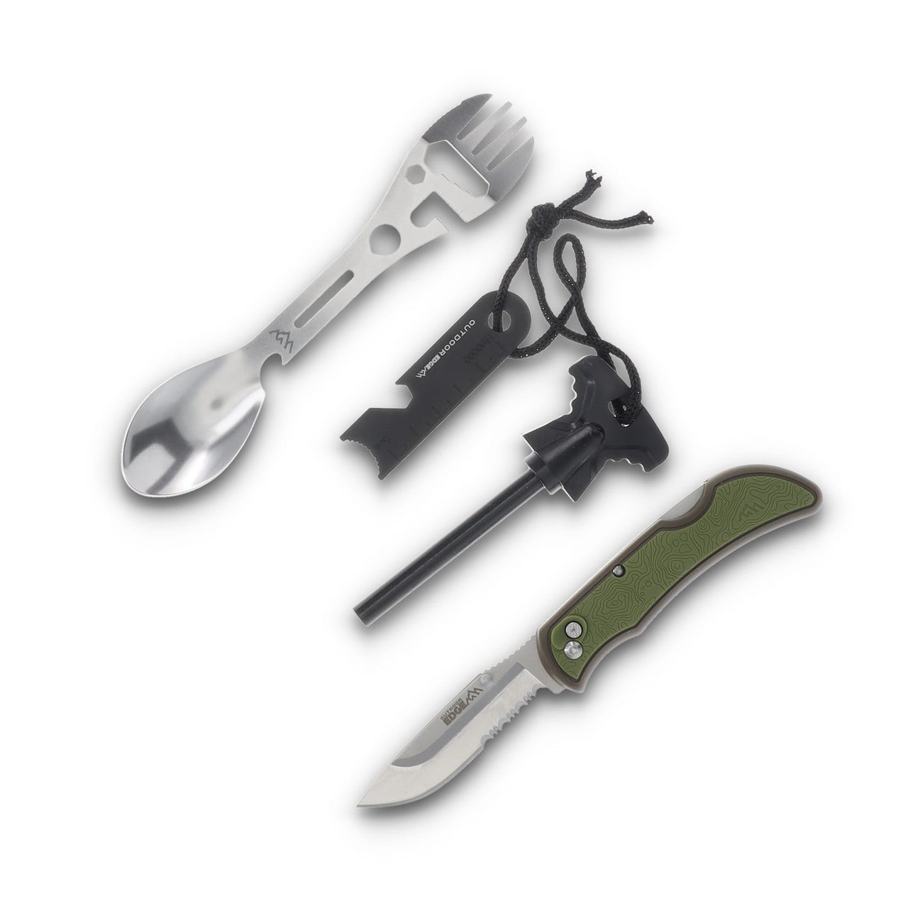 Outdoor Edge 3" Razor Carry Knife + Spork + Ferro Rod (2 Blades) OEP24RX30SF-2C