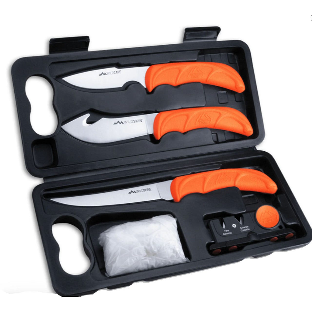 Outdoor Edge WildLite 3PC Knife Set with Sharpener and Roll Pack OE-P24WLRP-C