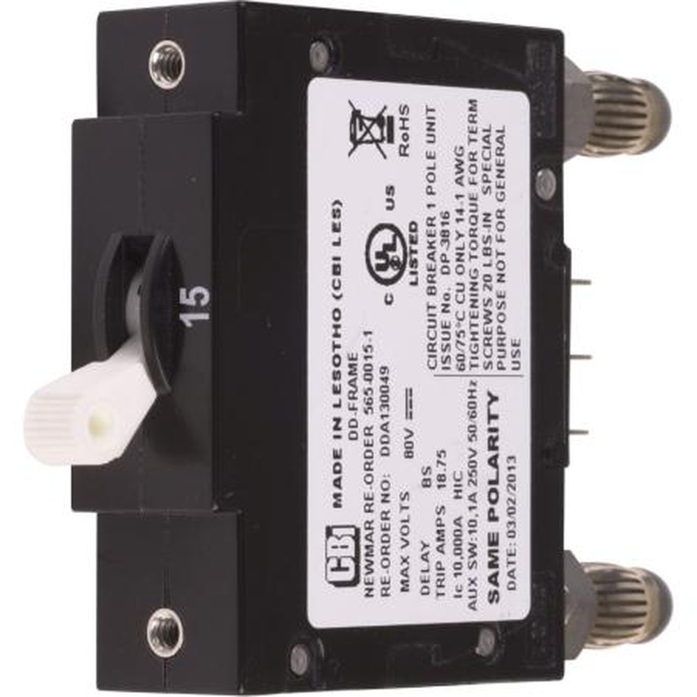 NEWMAR PBA-15 15 Amp Circuit Breaker with OPEN Circuit Alarm Contacts for the DST-20A (66412) Panel and PFM-200 (17797)