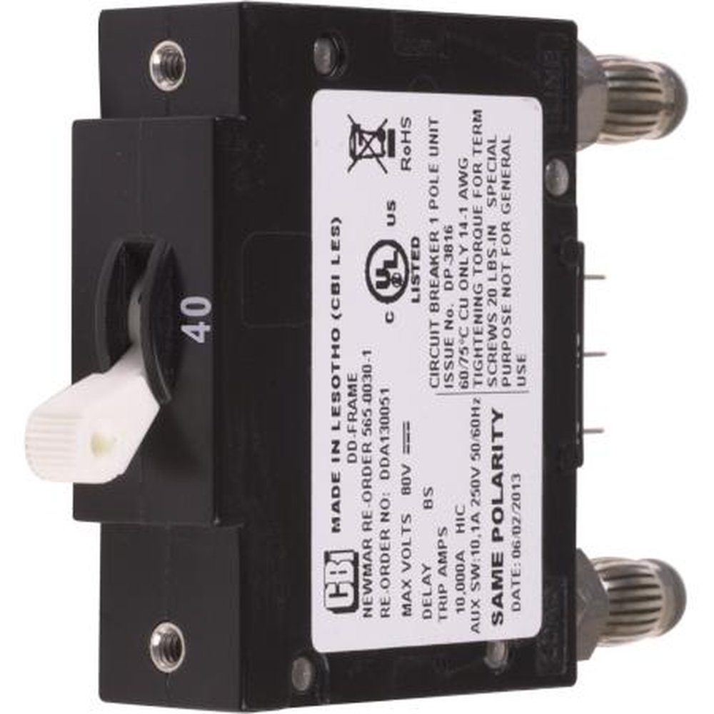 NEWMAR PBA-40 40 Amp Circuit Breaker with OPEN Circuit Alarm Contacts for the DST-20A (66412) Panel and PFM-200 (17797)